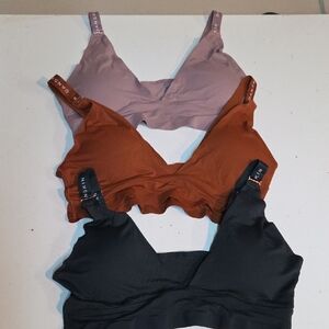 Danskin Women's Bra Set Of 3 - Dark Green, Rust, and Dusty Rose Sz L